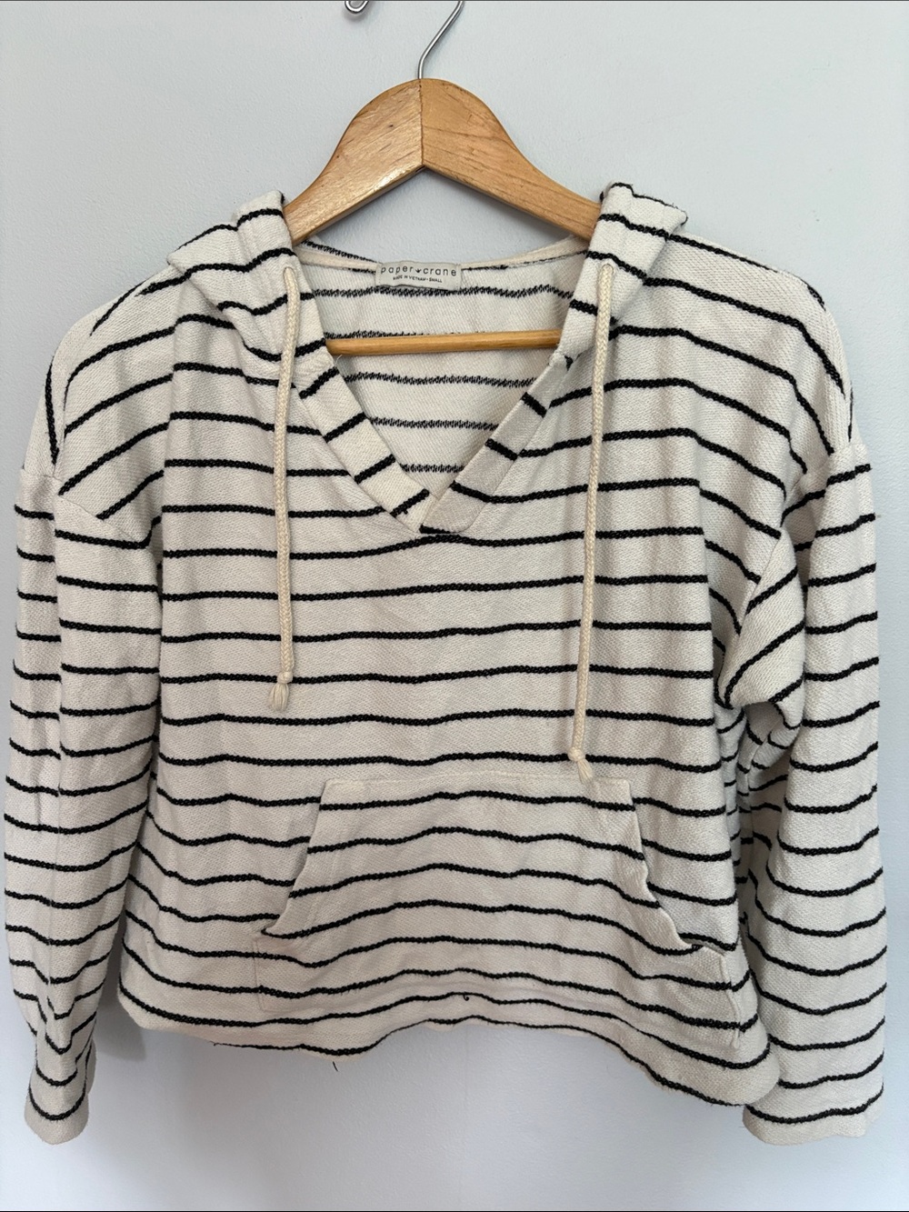 Paper Crane Cream & Black Striped Hooded Pullover